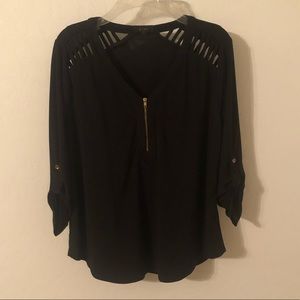 Mine black blouse with cute cutouts on shoulder